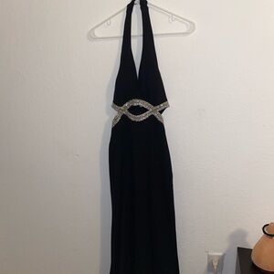 Speechless Black Halter Dress - Size 1 | Elegant Waist Embellished Formal
